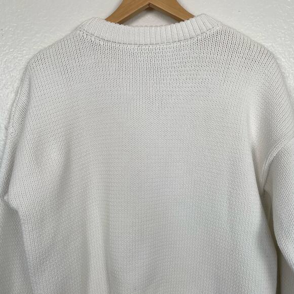 Jenni Kayne Chunky Crewneck Cotton Sweater Ivory White Boyfriend Everyday L - Picture 8 of 16